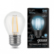 Gauss LED Filament Globe E27 5W 4100K 1/10/50