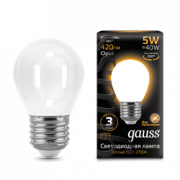 Лампа Gauss Filament Шар 5W 420lm 2700К Е27 milky LED 1/10/50