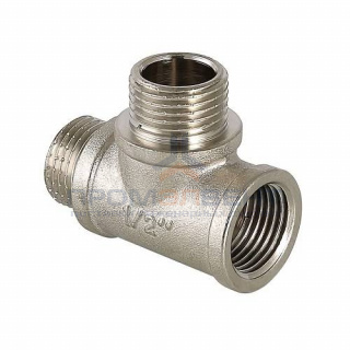 Тройник резьбовой VALTEC VTr.133 - 3/4" (НР/НР/ВР, латунь никелированная)