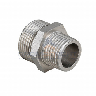 Ниппель латунный резьбовой переходной STOUT - 3/4" x 3/8" (никелированный)